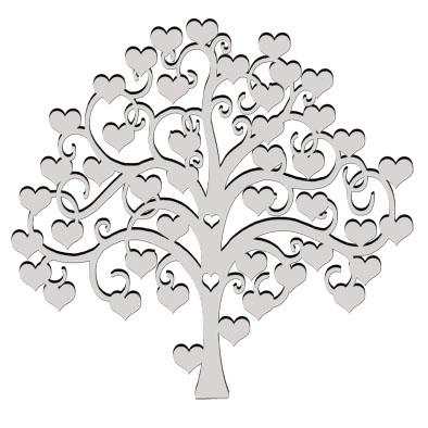 Heart signature tree chipboard (card board, can be painted inked